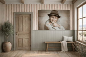 Portrait von Kind auf Echtholz gedruckt