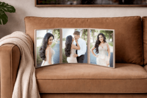 Triello mit drei Fotos eines Paarshootings im Freien